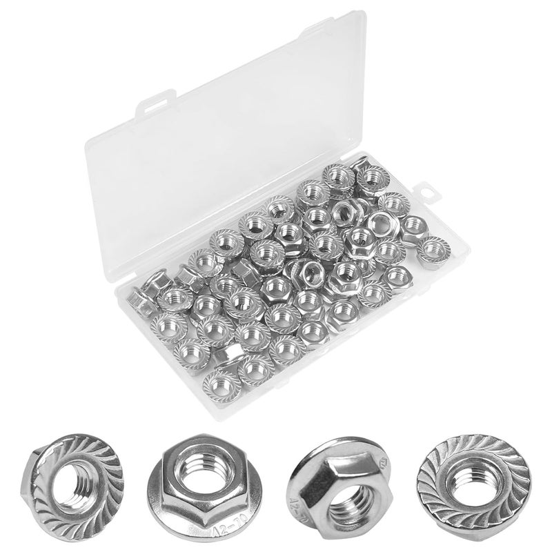 Yinpecly 60 Pcs M8 x 1.25mm Serrated Flange Hex Nuts, M8 Hexagon Flange Nuts,304 Stainless Steel, Metric Hex Lock Nuts, Locknuts Replacement Nut Full Thread for Industrial Construction Fasteners - Image 1